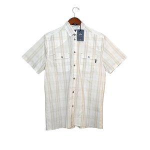 Fish Hippie Migration Tech Plaid Short Sleeve Button Up Shirt- Mens Small- NWT